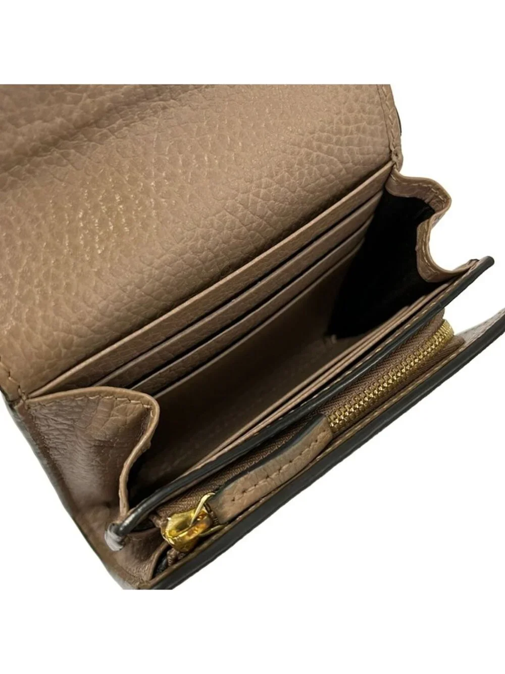 Gucci Bifold Wallet GG Marmont Plus Supreme Beige Dark Brown Leather